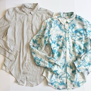 2 Calvin Klein Collared Shirts XS Long Sleeve Button‎ Down Work Blouses